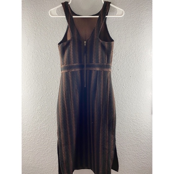 Anthropologie Maeve Meridian Midi Striped Quilted Brown Black Dress NWT - Picture 12 of 14